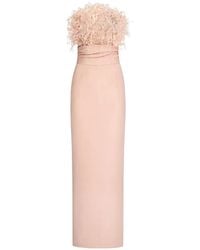 Oscar de la Renta - Point D'Esprit Feather-Embroidered Midi Dress - Lyst