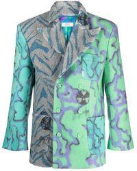 ERL - Multicoloured Floral-print Double-breasted Blazer - Men's - Wool/viscose/polyester - Lyst