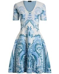 Etro - Vestido Midi Con Motivo De Cachemira En Jacquard - Lyst