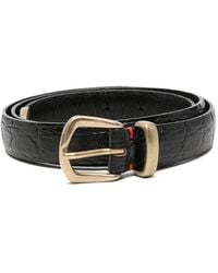 Eleventy - Croc-Effect Leather Belt - Lyst