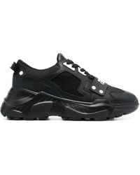 Versace Jeans Couture - Logo-Print Panelled Leather Sneakers - Lyst
