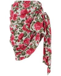 Chloé - Floral-Print Draped Midi Skirt - Lyst