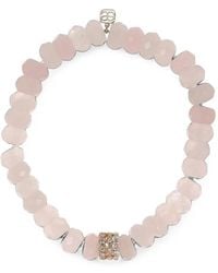 Sydney Evan - Rondelle Rose Quartz And Diamond Bracelet - Lyst