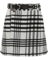 JW Anderson - White And Black Virgin Wool Mini Skirt - Lyst