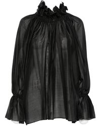 Thelatest - Ruffled High-Neck Blouse - Lyst