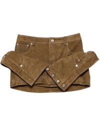 Juun.J - Gelaagde Suède Mini-Rok - Lyst