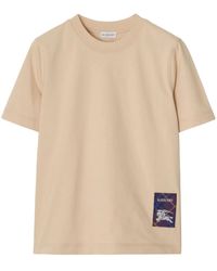 Burberry - Check-Label Cotton T-Shirt - Lyst