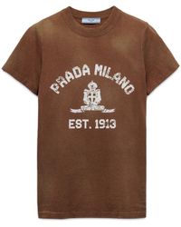 Prada - Camiseta De Algodon Con Logo - Lyst