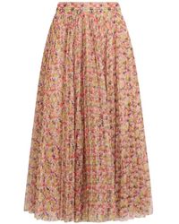 Philosophy Di Lorenzo Serafini - Floral-Print Pleated Midi Skirt - Lyst