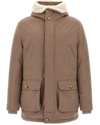 Brunello Cucinelli - Gewatteerde Jas Met Lammy Detail - Lyst