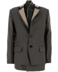 Sacai - Herringbone-Pattern Wool Jacket - Lyst