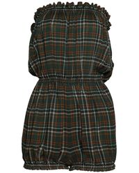 Saint Laurent - Ruffled Checked Jumpsuit - Lyst