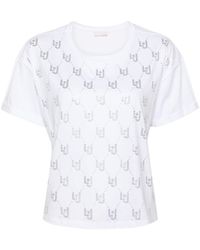 Liu Jo - T-shirt en coton à logo strassé - Lyst