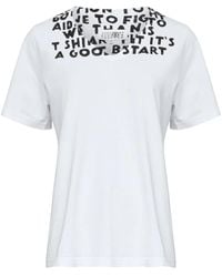MM6 by Maison Margiela - V-Neck T-Shirt With Stamp-Effect Graphic Print - Lyst