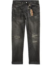 RRL - Distressed High-Rise Jeans - Lyst