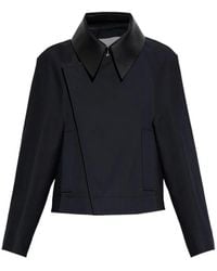 Givenchy - Leather-Collar Asymmetric Jacket - Lyst