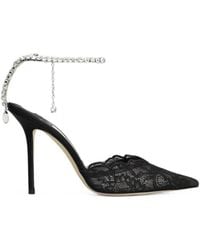 Jimmy Choo - Saeda Crystal-Embellished Lace Pumps - Lyst