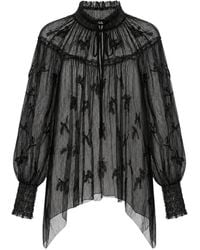 Elisabetta Franchi - Lace-Overlay Tie-Neck Blouse - Lyst