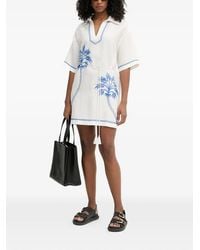 Twinset - Palm Tree-Embroidered Belted Mini Dress - Lyst