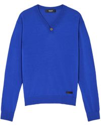 Versace - Silk-Cotton Knit V-Neck Sweater - Lyst