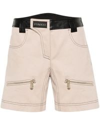 Pinko - Scilla Panelled-Leather Shorts - Lyst