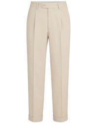 Brunello Cucinelli - Cotton And Virgin Wool Gabardine Trousers With Pleat - Lyst