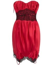 Moschino - Robe Courte Froncée À Détails En Dentelle - Lyst