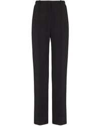 Balmain - Broeken ,Zwart ,Leer Crepe Pantalon Met Rechte Pijpen En Taillezitting - Lyst