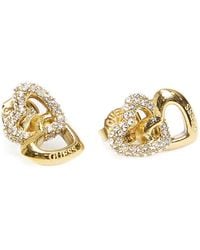 Guess - Love Bites Crystal-Embellished Heart Earrings - Lyst