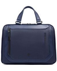 Piquadro - Expandable Leather-Trim Laptop Bag - Lyst