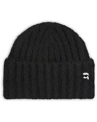 KARL LAGERFELD - Ikon Ribbed-Knit Beanie Hat - Lyst
