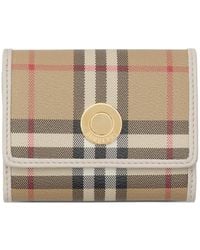Burberry - Small Check Folding Wallet - Lyst