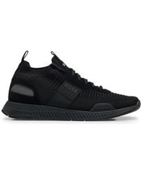 BOSS - Knitted-Upper Low-Top Sneakers - Lyst