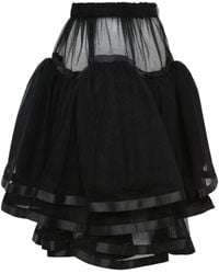 Noir Kei Ninomiya - Minijupe En Tulle À Détail De Ruban - Lyst