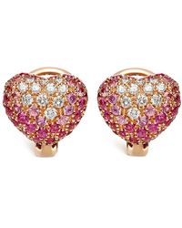 Leo Pizzo - 18kt Rose Gold Diamond Pink Shaded Sapphire Amore Earrings - Lyst