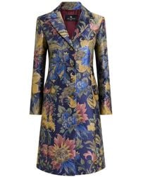 Etro - Cotton-Blend Jacquard Coat With Floral Motif - Lyst
