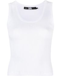 Karl Lagerfeld - Embroidered-logo Ribbed Tank Top - Lyst