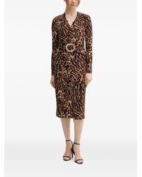 Joseph Ribkoff - Robe Mi-Longue Ceinturée À Imprimé Animalier - Lyst