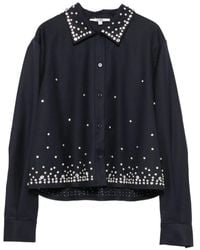 Maje - Camiseta Corta Con Detalles De Cristales - Lyst