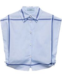 Prada - Check-Print Cropped Shirt - Lyst