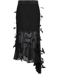 The Attico - Feather-Embellished Asymmetric Midi Skirt - Lyst