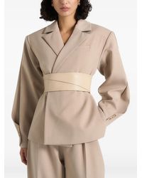 Manière De Voir - Marie Twist-Sleeve Tailored Blazer With Belt - Lyst
