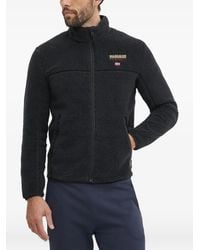 Napapijri - Tynik Logo-Patch Sherpa-Fleece Hoodie - Lyst