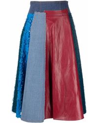 Falda acampanada con diseño fruncido PAULA CANOVAS DEL VAS de Algodón de color Azul Mujer Ropa de Faldas de Minifaldas 