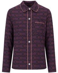 Laura Urbinati - Geometric-Print Piping-Detail Pajamas Top - Lyst