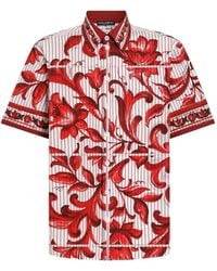Dolce & Gabbana - Majolica-Print Striped Poplin Hawaii Shirt - Lyst