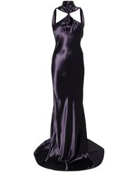 The Attico - Twisted Neckline Long Satin Dress - Lyst