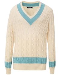 Gran Sasso - Cable-Knit V-Neck Sweater - Lyst