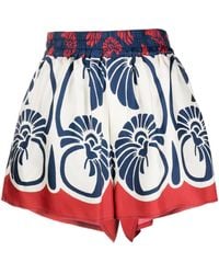 La DoubleJ - Palmetto-Print Silk Shorts - Lyst