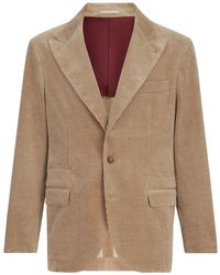 Brunello Cucinelli - Comfort Cotton And Cashmere Corduroy Deconstructed Blazer With Large Peak Lapels And Metal Buttons - Lyst